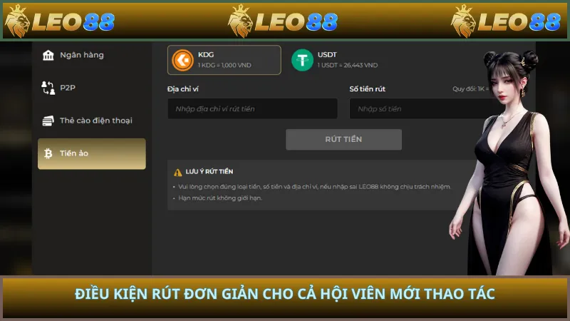 Điều kiện rút đơn giản cho cả hội viên mới thao tác