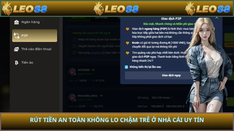 Rút tiền an toàn không lo chậm trễ ở nhà cái uy tín